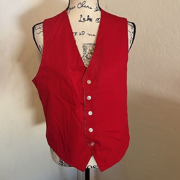 Vintage Budweiser Beer Red White Allover Print Reversible Button Closure Vest - Picture 5 of 11